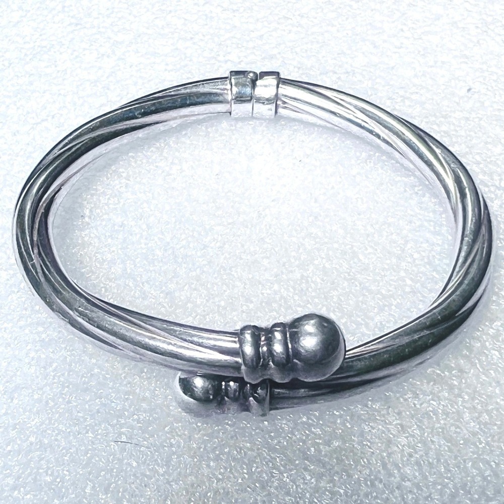 Sterling Silver Italian Hinged Clamper Bangle Bracelet Twisted Bypass Sz6 16g